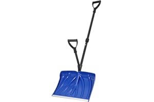 Snow Shovel with Dual D-Ring Steel Handle, Lightweight Snow Shovels with 18 in Wide Blade & Aluminum Wear Strip, Portable Sur