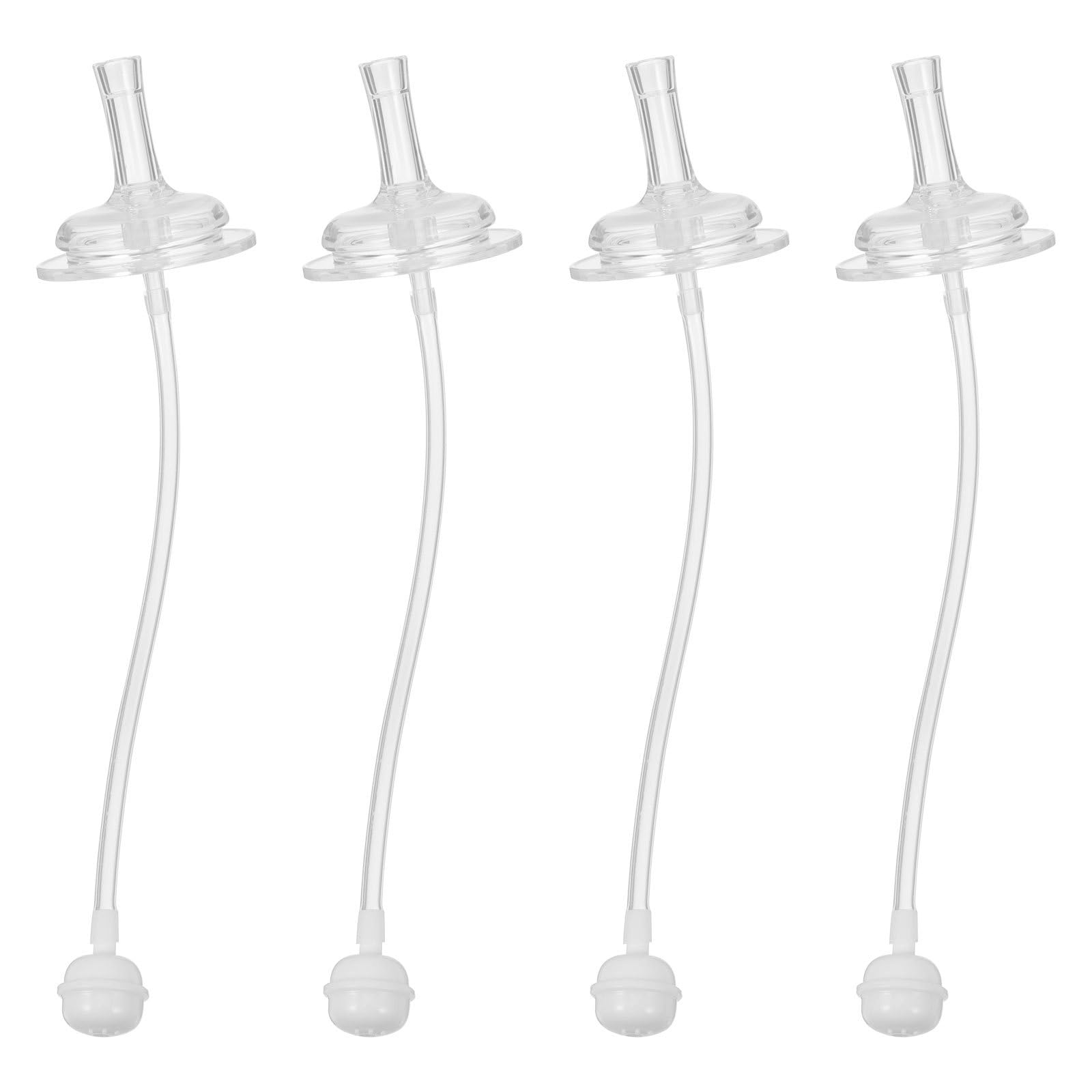 HEMOTON 4Pcs Baby Bottle Straw Replacement for Wide Mouth Cups Silicone Feeding Accessories Safe Rounded Design for Toddlers Boys Girls