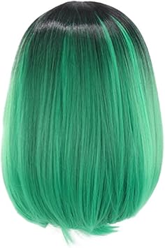 Womens Bob Perruque Degrade Couleur Cosplay Perruque Synthetique Cheveux Raides Perruques Droites Dentelle Perruque Bob Haute Temperature Degrade Vert Olive Amazon Fr Beaute Et Parfum