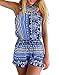 Ayliss Women's Sexy Cut out back Bohemian Casual Loose Romper Playsuit,Blue S