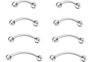 NewkeepsR 18G/16G/14G Implant Grade Titanium Bent Curved Barbell Banana Rook Front Helix Eyebrow Rings Piercing