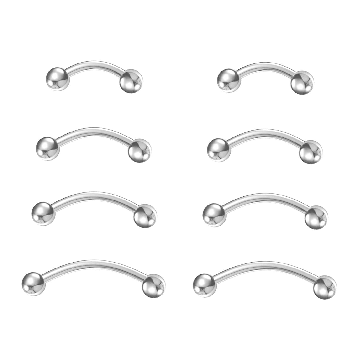 NewkeepsR Titanium 16G(1.2mm) Bent Curved Barbell Banana Bar,Rook Bridge Helix Eyebrow Rings Vertical Hypoallergenic Piercing Jewellery 6mm/8mm/10mm/12mm