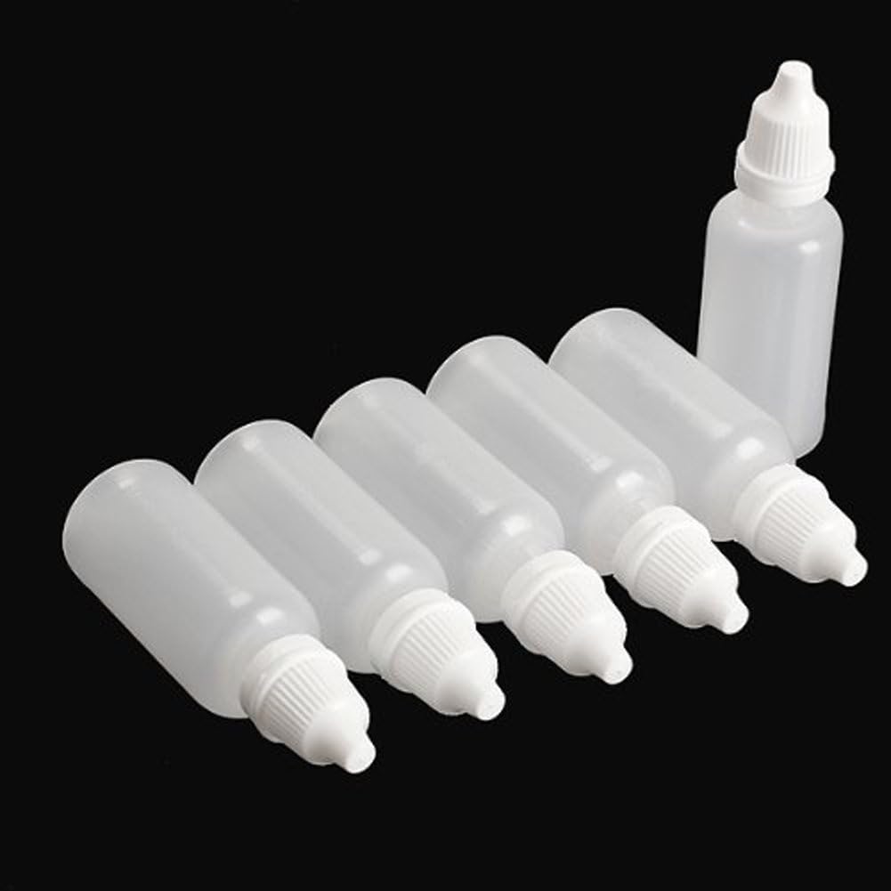 50pcs Plastic Empty Squeezable Eyedrops Dropping Bottle Eye Liquid Dropper- Plug Can Removable the Lip Can Be Screwed On (20ml): Beauty
