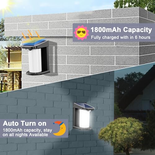 QQARORSUN Solar Security Lights Outdoor Motion Sensor, 1200 Lumens Solar Wall Light Dusk to Dawn, 6000k Modern Front Door Light Fixture Uutdoor Waterproof for House Porch Garage, 1-Pack