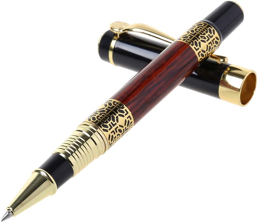 Luxury Metal Ballpoint Pen Imitation Wood Emboss Pattern Rollerball Pen Office School Stationery
