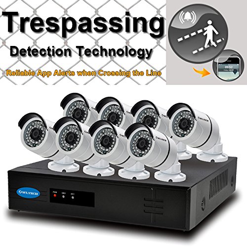 OWLTECH 8 Channel Trespassing Detection NVR support up to 5MP Resolution + 8 x 4MP 3.6mm IP Bullet Camera with Smart IR + WDR + POE + Mic Built in + 2TB HDD + 100ft cable and accessories
