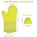 KEDSUM Heat Resistant Silicone Oven Mitts, 1 Pair of Extra Long Potholder Gloves with Bonus 1 Pair of Mini Cooking Pinch Grips, Non-Slip Cotton Lining Kitchen Glove for Baking, Barbeque, Green