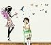 Angel Girl Flowers Butterfly DIY Wall Stickers Removable Home Decor Living Room Bedroom Girl's Room Decor (Multi-Color)
