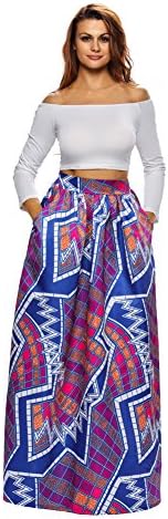 Budding Joy Women's High Waisted Floral Print Maxi Skirts A Line Long Skirts With Pocket (Small, Floral-3)
