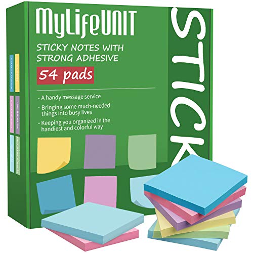 MyLifeUNIT Sticky Notes 3x3, Bulk Pack 54 Note Pads 5400 Sheets for
