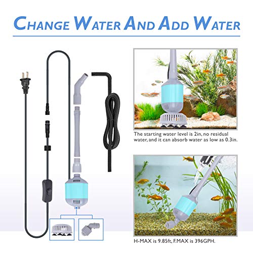 hygger 360GPH Electric Aquarium Gravel Cleaner, 5 in 1 Automatic Fish
