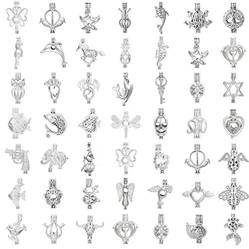 20pcs mix stainless steel tones alloy bead cage pendant…