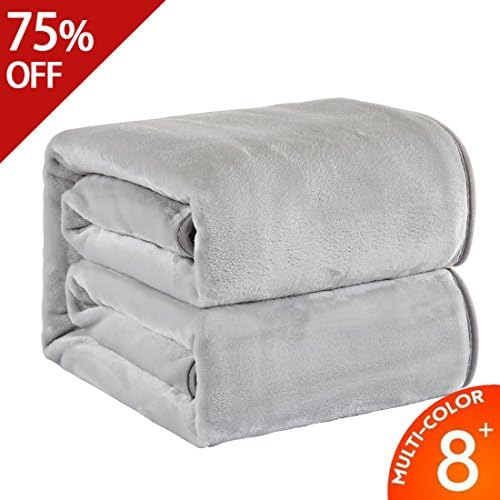 Fleece Thermal Blanket Soft Warm Cozy Plush Throw for Bed Sofa Couch by Risar (King 90x108, Gray)