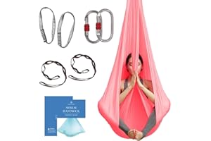 Aum Active Aerial Silk Yoga Hammock & Swing for Home, Inversion Exercises, Starter Kit for All Levels - Durable with Extension Straps, Carabiners, and Pose Guide