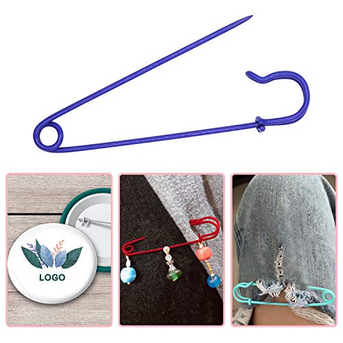 S-Mechanic Steel Safety Pins 4 Inches Heavy Duty Steel Pins for Blankets, Skirts, Kilts, DIY Crafts (7 Colors, 14 Pieces)