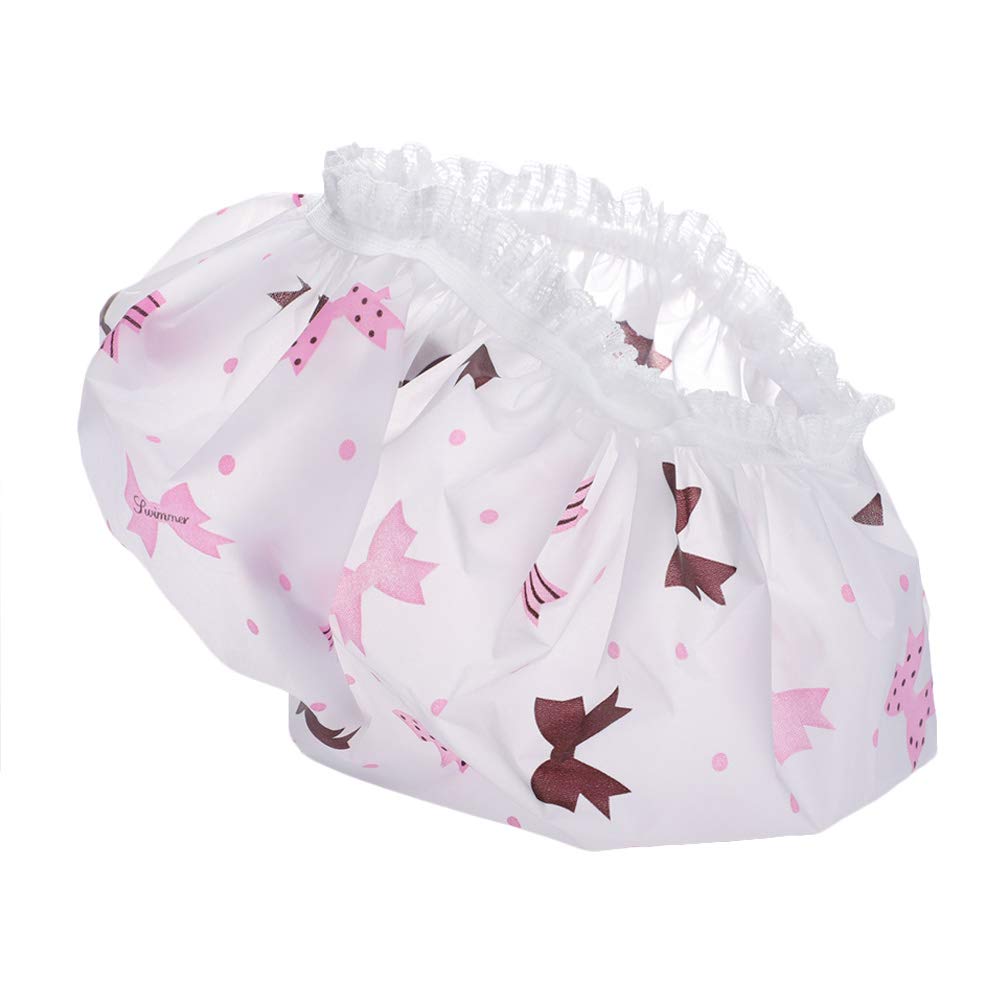 6 PCS Shower Caps, Reusable Elastic Waterproof Bathing Hair Cap with Lace Elastic Band for Women Beauty, Hair Spa, Home Hotel Travel Use : Beauty
