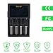 Universal Battery Charger with LCD Display, GOLISI 4- Bay Speedy Smart Battery Charge for Rechargeable Batteries Ni-MH Ni-Cd A AA AAA AAAA C SC, Li-ion 18650 26650 26500 20700 22650 18490 17670