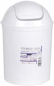 Papelera de baño (color blanco 5 l, plástico – pequeña papelera blanca