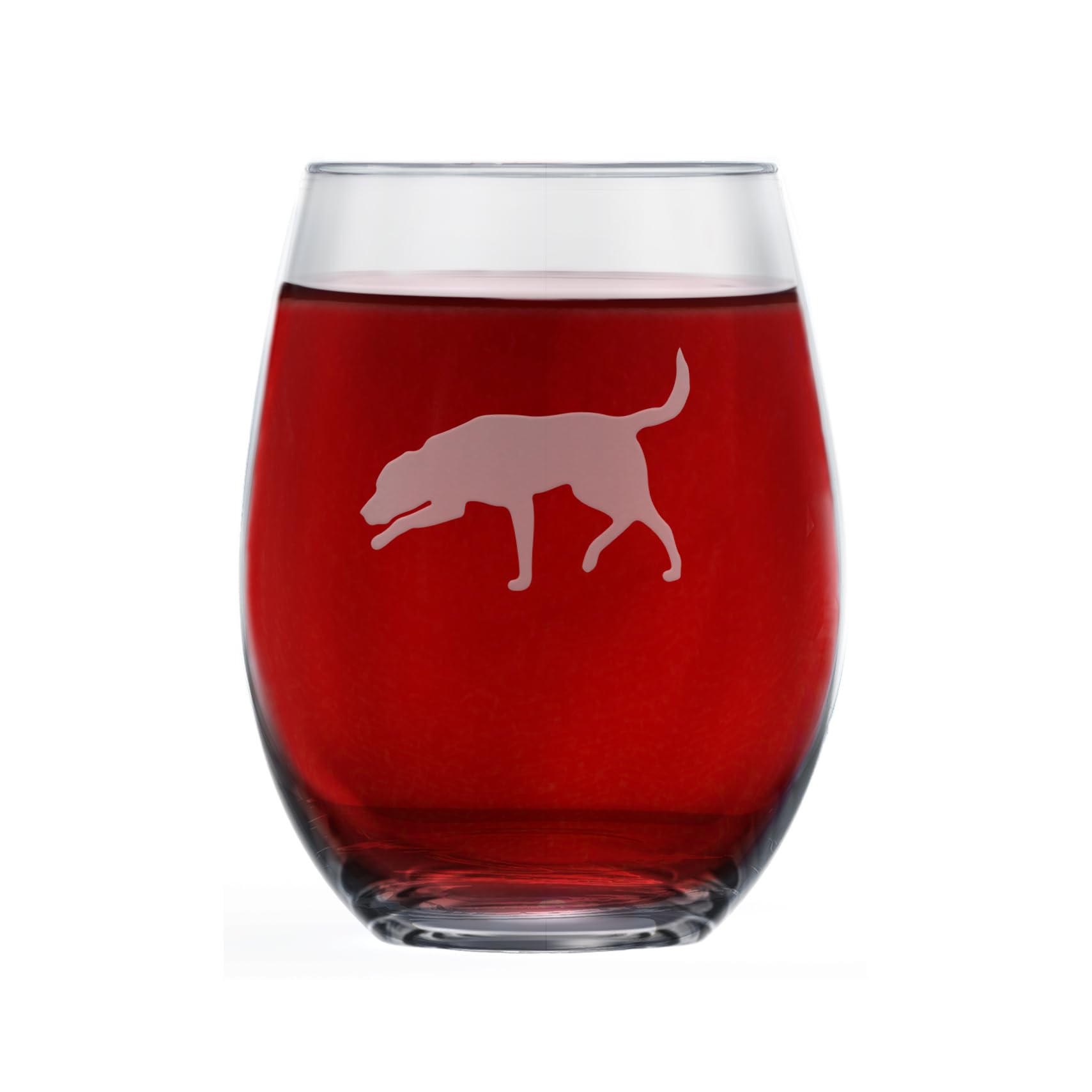 Labrador Retriever Stemless Wine Glass (One Glass) - Unique for Dog Lovers - Hand Etched with Breed Name on Bottom