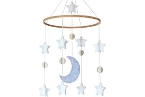 Sorrel + Fern Baby Crib Mobile (Moon, Stars & Planets) - Nursery Decor Ceiling Mobile for Boys & Girls
