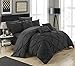 Chic Home 10 Piece Hannah Pinch Pleated, Ruffled and Pleated Complete Queen Bed in a Bag Comforter Set Black with Sheet Set