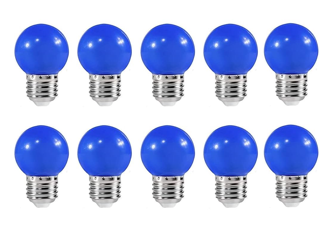ZFQ 10 Pack E27 Bayonet Colored LED Light Bulbs 2W G45 Golf Ball Mini Globe Bulb Lighting Bulbs,Blue for Outdoor Indoor String Patio Garden Party Christmas, Tree, Fairy Party Night Lights — image 1