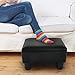 HOMCOM Ottoman Foot Rest, Small Foot Stool with Faux Leather Upholstery, Rectangular Ottoman Footrest with Padded Foam Seat and Plastic Legs, Bright Black