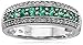 Amazon Collection 10k White Gold Created Emerald and Diamond (1/5cttw, I-J Color, I2-I3 Clarity) Ring, Size 7