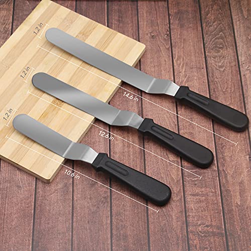 Offset Spatula Set with 3 Packs Cake Scrapers Smoother, Stainless Steel