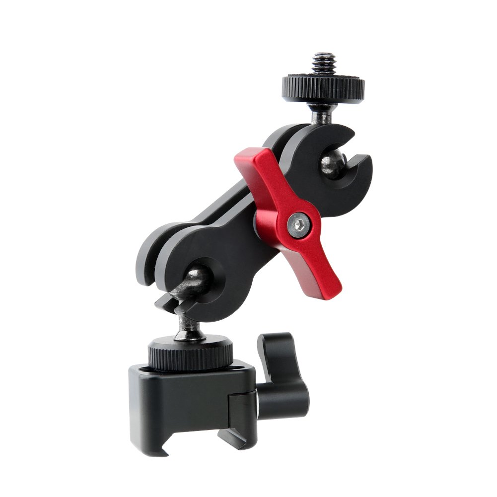 NICEYRIG NATO Clamp,Articulating Magic Arm with 1/4" thread Ballhead Monitor Mount for Filed Monitor, LED Light, Audio Recorders, Camera Cage Rig