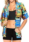 La Leela Top Women Hawaiian Shirt Beach Blouses Tank Casual Aloha Boho Holiday Loose Fit