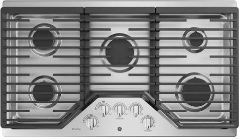 GE Profile PGP7036SLSS 36 Inch Natural Gas Sealed Burner Style Cooktop with 5 Burners, ADA Compliant, Electronic Ignition in Stainless Steel