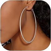 Stainless Steel/18K Gold/Black Plated Hoop Earrings for Women 30/40/60/80mm Hoops Hypoallergenic Fashion Jewelry(Gift Wrapped)