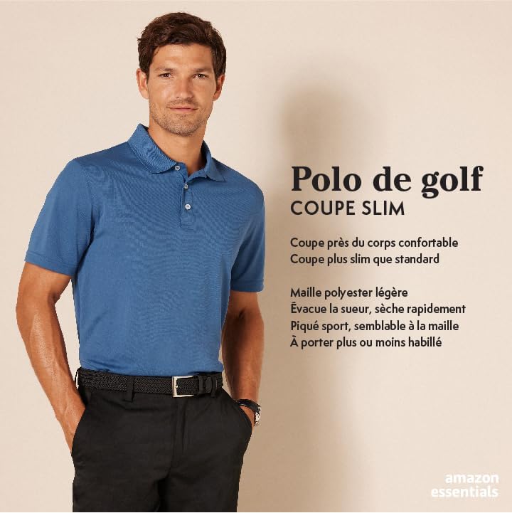Polo de Golf à séchage Rapide pour Homme, Blanc, Taille L
