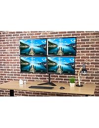 VIVO Soporte de escritorio para monitor LCD Quad de alta resistencia, totalmente ajustable, para pantallas de 4 y 4 hasta 27 pulgadas