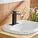 BWE Oil Rubbed Bronze Bathroom Faucet Modern Waterfall Single Hole Bathroom Sink Faucet Parts Square Spout Bath Lavatory Vanity and Supply Hose Single Handle