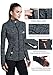 Matymats Women's Active Full-Zip Track Jacket Yoga Running Athletic Coat With Thumb Holes,Small,Heather Black