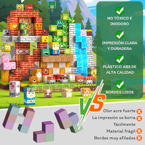 Bloques Magneticos Construccion Niños 330 Piezas 2CM 3+ Magneticas, Juego Magnetic Blocks Tiles Construcción, Juguetes Montessori para Niños 4 5 6 7 8 9 10 11 12 Regalos de Cumpleaños para Niñas