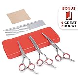 AEXYA Premium Dog Grooming Scissors (Red)