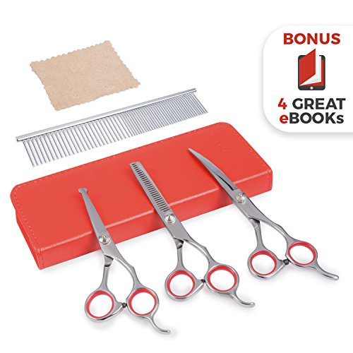 AEXYA Premium Dog Grooming Scissors (Red)