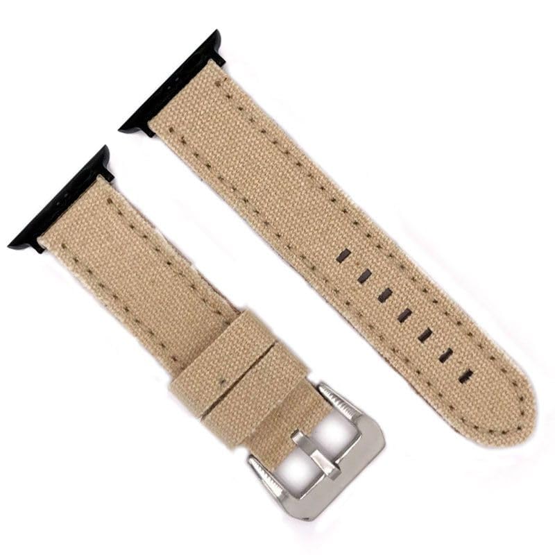 Strap compatible with Apple Watch of denim and leather. Ref AW390 Cream-Black adapter 38mm/40mm/41mm