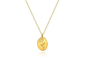 Desnuage 14K Gold Plated Rose Flower Pendant Necklace for Women Trendy Dainty Everyday Birth Flower Necklace Gifts for Mom Gi