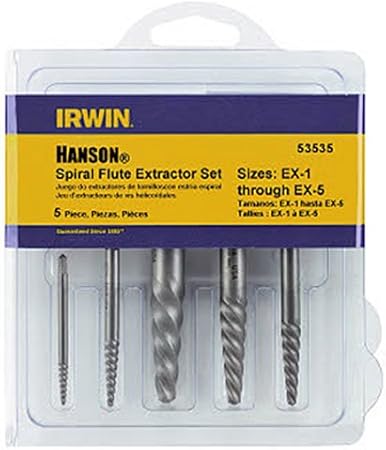 Irwin Screw Extractor For Spiral Screws 5 Piece 53535 Hand