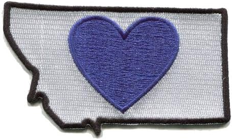 Montana Patch Embroidered State Shaped and Heart Iron On Stick On Coat Shirt Pants Backpack Coat Jacket