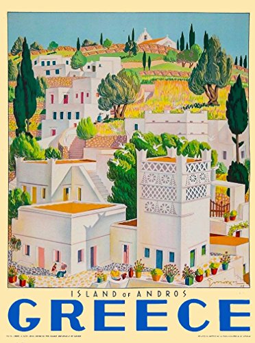 A SLICE IN TIME Greece Greek Grece Island of Andros Europe European Vintage Travel Advertisement Art Poster. Poster Measures 10 x 13.5 inches