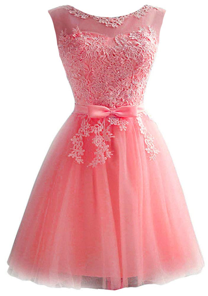 EileenDor Women's Short Prom Dresses Tulle Lace Junior