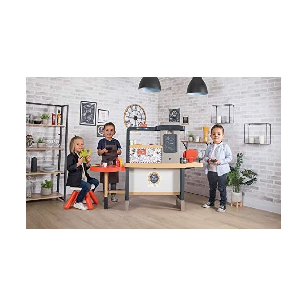 Smoby - Chef Corner Restaurant – zum Kochen uns Servieren, Küchenbereich, Essplatz, Kassenbereich mit Theke und… – Bild 6