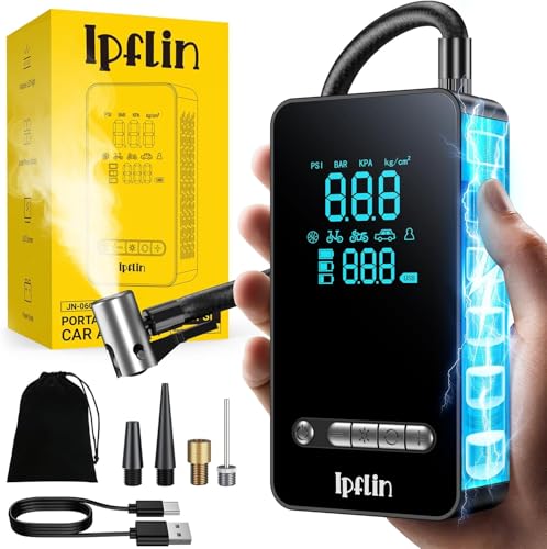 Inflador Ruedas Coche Compresor Aire Portatil - Inflador Electrico 150PSI con Función de Parada Automática, Hinchador Ruedas para Coche Moto Bicicleta, Pantalla Digital Nueva Versión