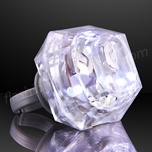 Plastic Princess-Cut Huge Diamond Light Up Rings (Set of 24)