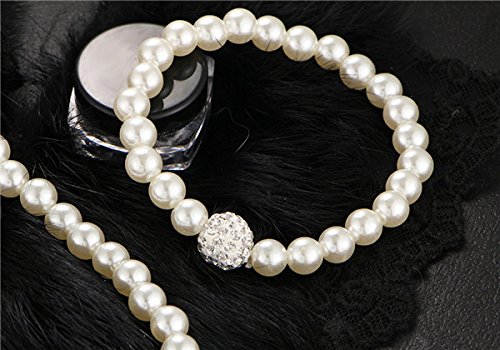 stripes white pearl necklace set with bracelet for women